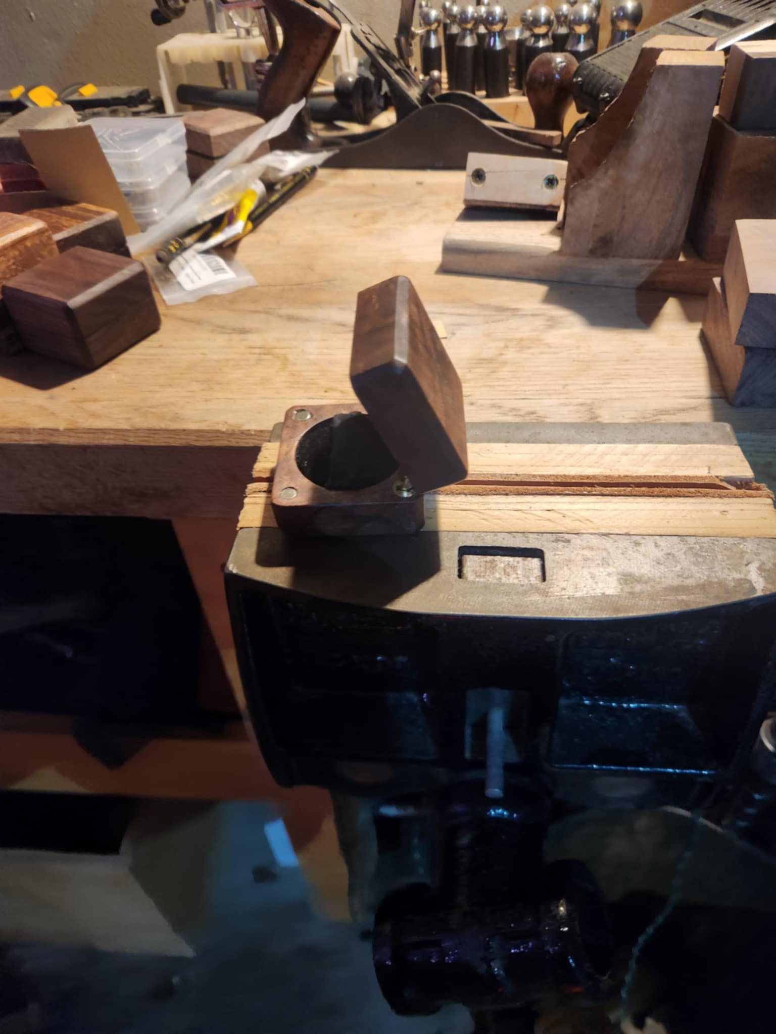 Elegant wooden ring box with custom design