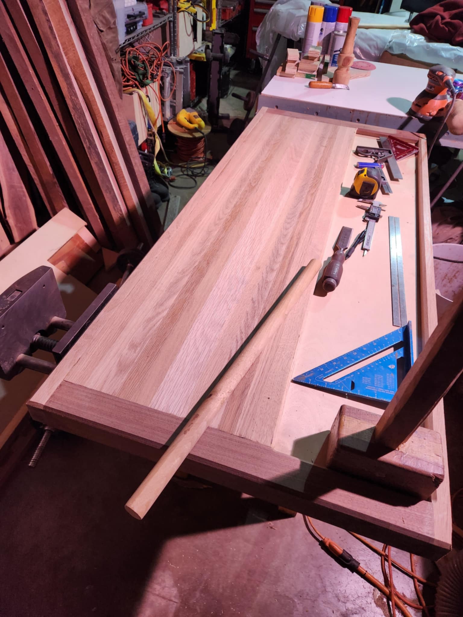 Custom wooden workbench with professional finish